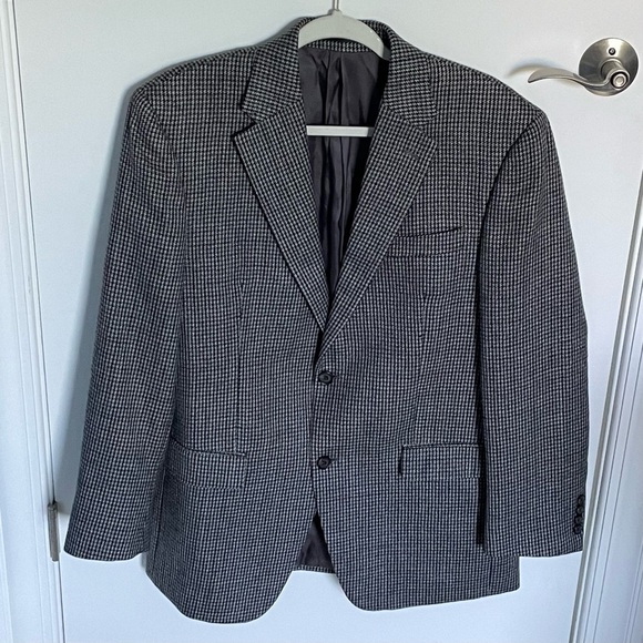 Lauren Ralph Lauren Gray Black 100% Wool Houndstooth Sport Coat Blazer - Picture 8 of 15